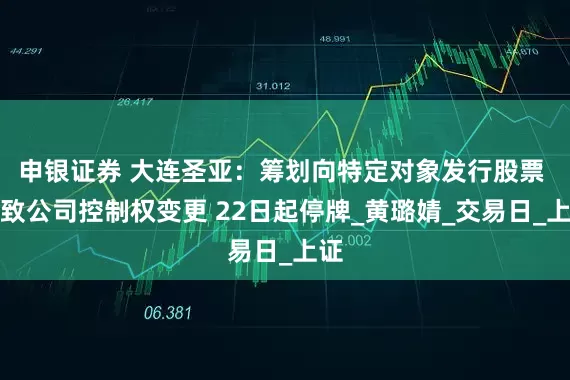 申银证券 大连圣亚：筹划向特定对象发行股票 或致公司控制权变更 22日起停牌_黄璐婧_交易日_上证