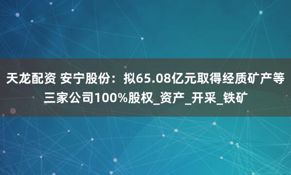 天龙配资 安宁股份：拟65.08亿元取得经质矿产等三家公司100%股权_资产_开采_铁矿